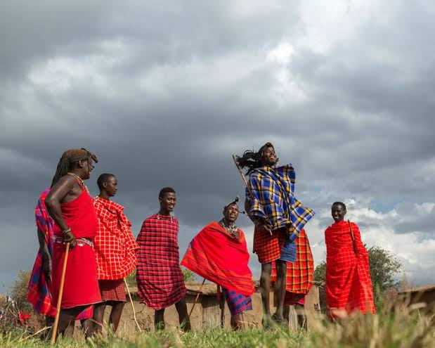 Maasai Moran Traditional Adumu Jumping Dance at Manyatta